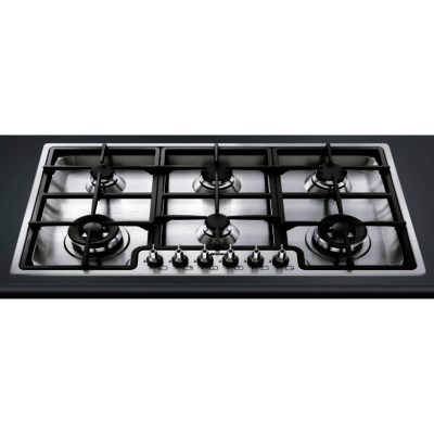 Smeg PGF96 87cm Stainless Steel Classic 6 Burner  Ultra Low Profile Gas Hob in Stainless Steel